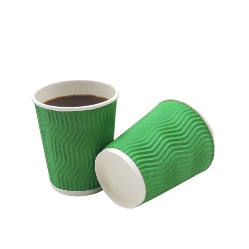 Green Ripple Wall Disposable espresso Paper Coffee Cups
