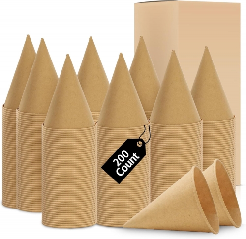 Custom White Brown Disposable Paper Snow Cone Cups
