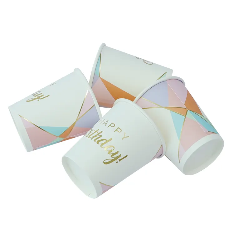 Disposable Gold Foil Stamping Custom Logo Hot Coffee Paper Cup