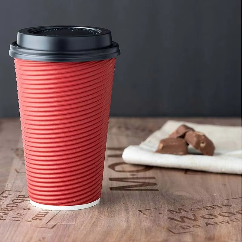 8 oz disposable corrugated paper coffee cups with lids