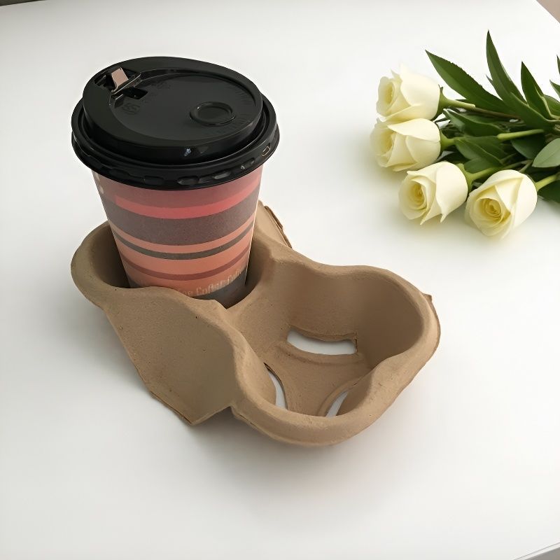 Compostable Detachable Split 4 Cup Carrier Trays Eco Friendly Takeout Cup Holder