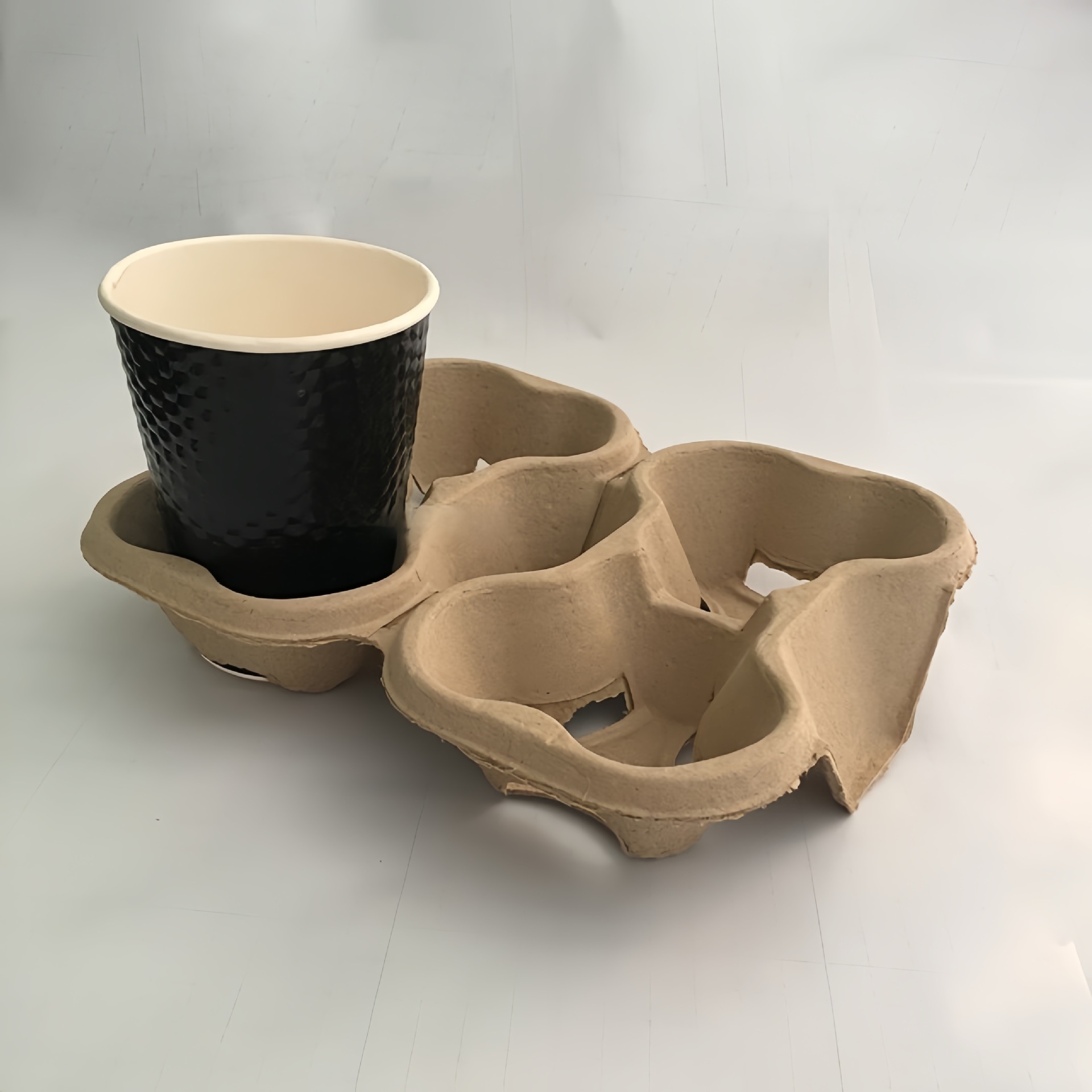 Compostable Detachable Split 4 Cup Carrier Trays Eco Friendly Takeout Cup Holder